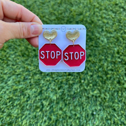 Stop Sign Heart Dangles