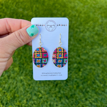 Granny Square Crochet Earrings