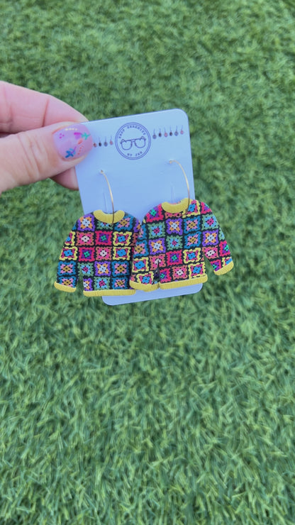 Granny Square Crochet Earrings